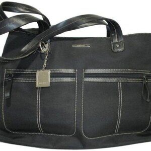 **Nine West Black Canvas Roomy Signature Charm Tote